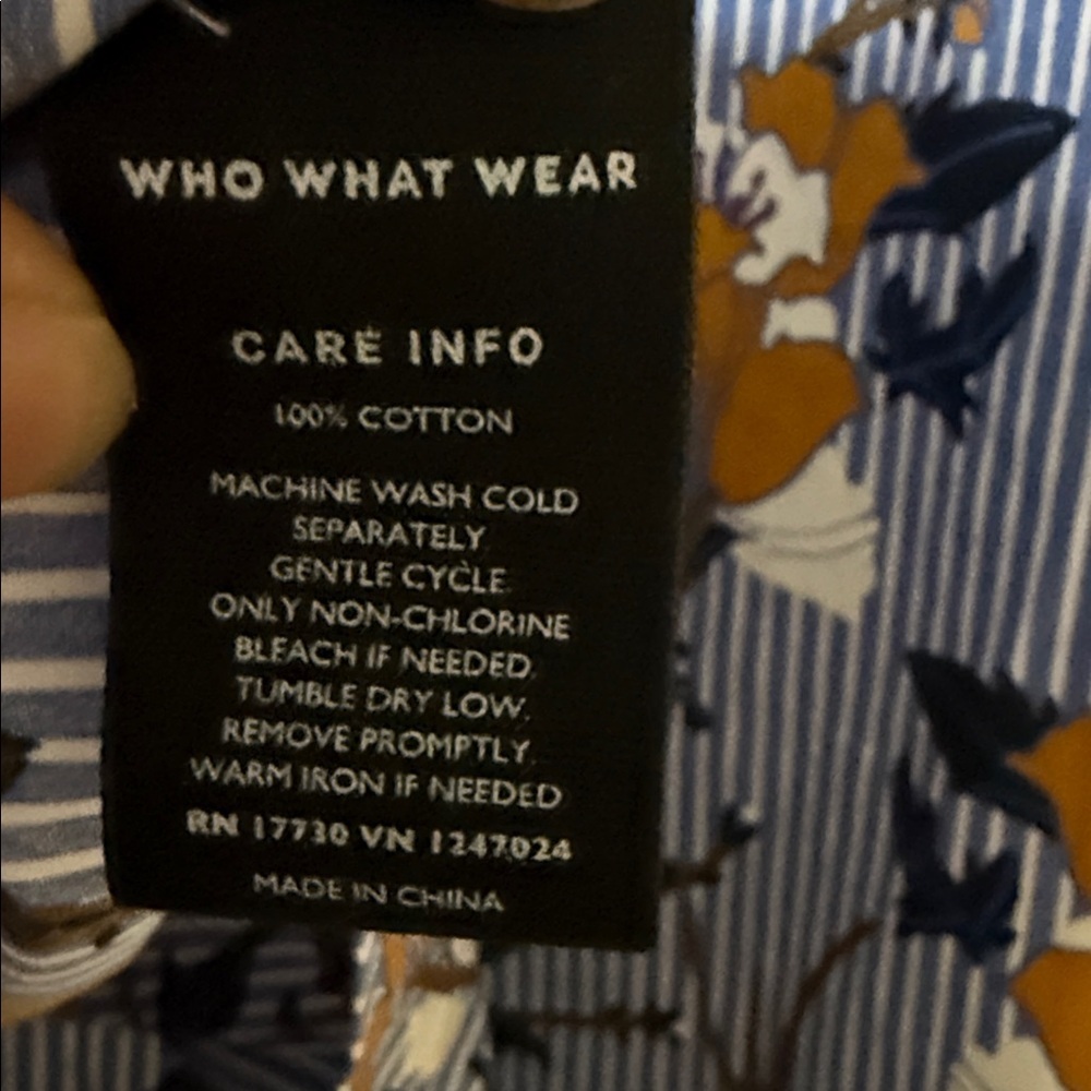 Who What Wear Blue Striped Floral Long-Sleeve Top - Picture 7 of 7